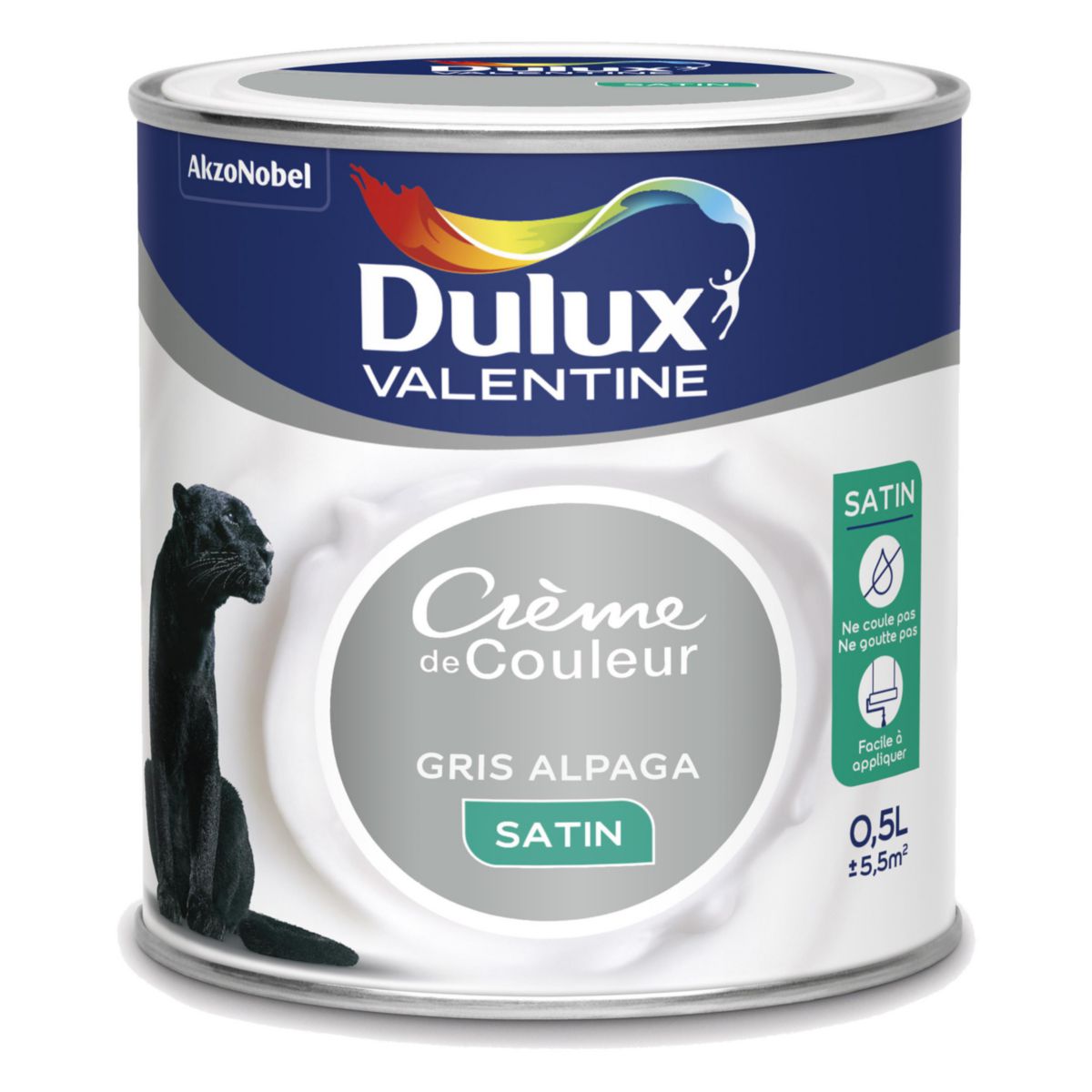 Peinture crème de couleurs monocouche satin gris alpaga 0 5 L DULUX